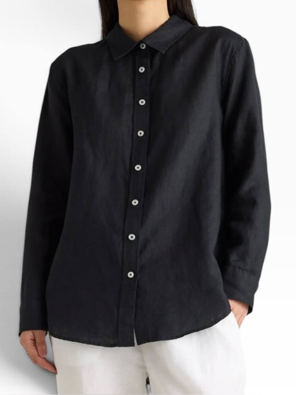 NWT QUINCE Women’s Black LB20234-CMA01-7159 100% European Linen Shirt Medium